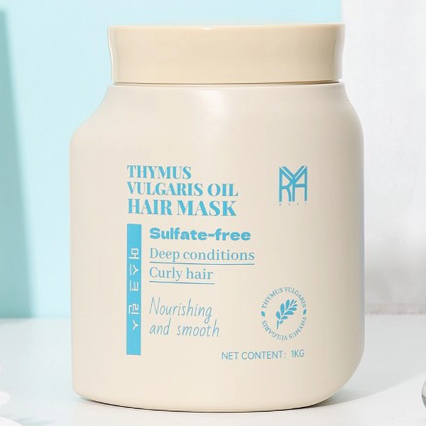 ماسک مو روغن آویشن مخصوص مو فر مری آبی کره ای اصل بدون سولفات مناسب داخل حمام 1 کیلویی | THYMUS VULGARIS OIL HAIR MASK Mary for Curly Hair 1kg